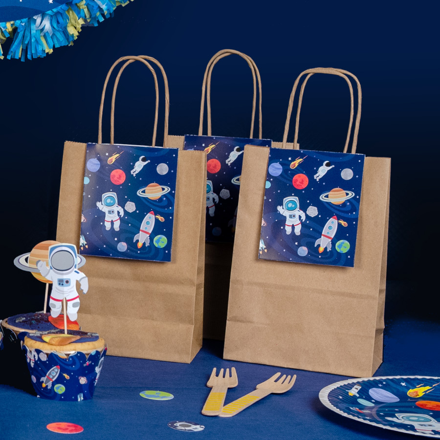 6 Sacchetti regalo Spazio - Riciclabile - Annikids