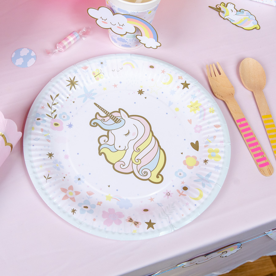 6 piatti Unicorno - Riciclabili per il compleanno del tuo bambino - Annikids