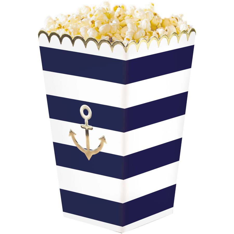 8 Scatole per popcorn in Marinière e oro per il compleanno del tuo bambino  - Annikids