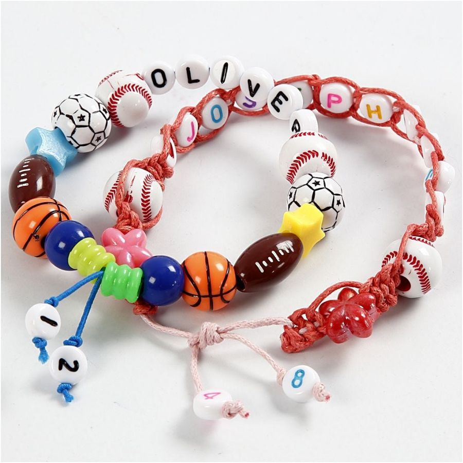 10 Braccialetti Sportivi Regolabili Con Perline Basket - Per Bambini E Appassionati