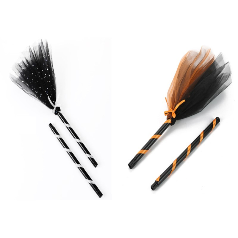 Scopa della strega fai da te in tulle - Nero/Arancione