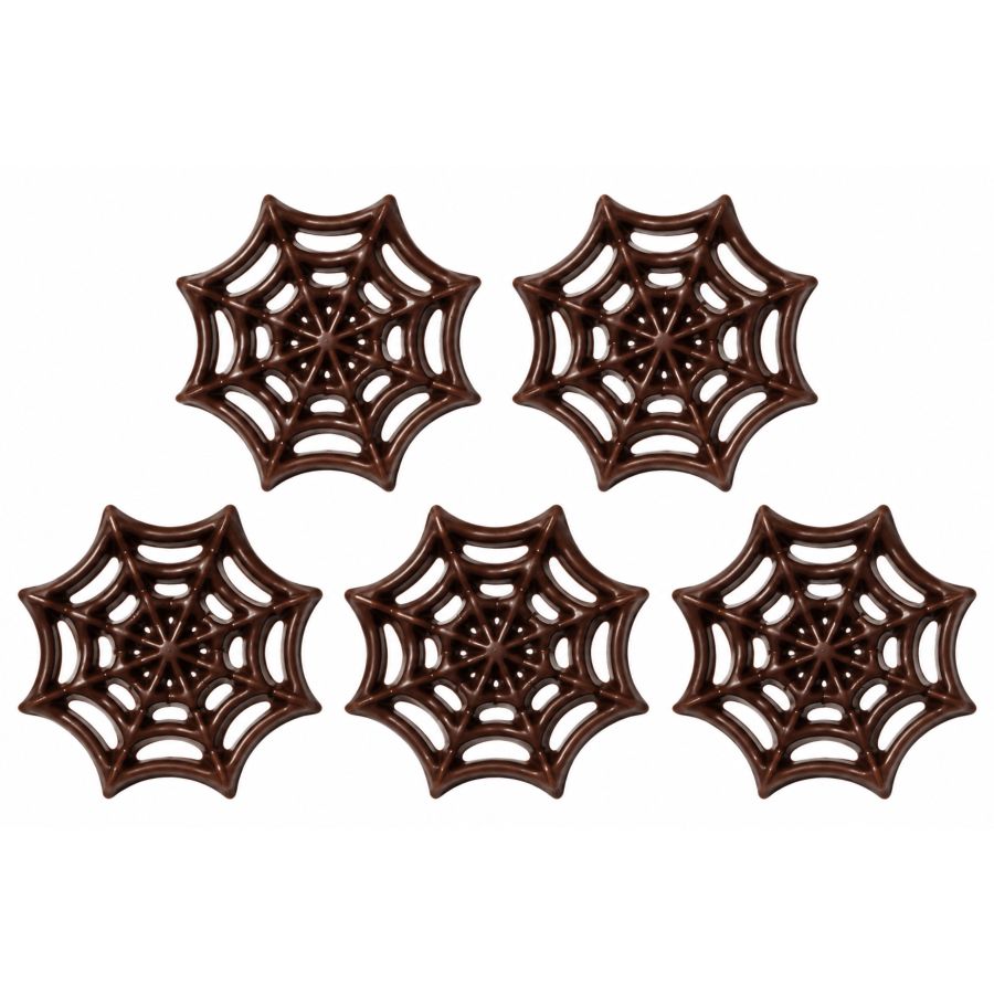 5 decorazioni di Halloween a forma di ragnatela in cioccolato fondente