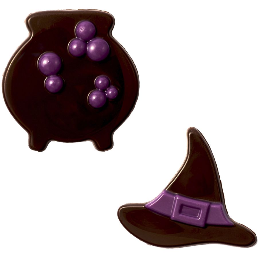 2 decorazioni da strega per Halloween in cioccolato fondente
