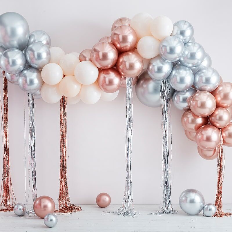 Kit arco da 95 palloncini in metallo - oro rosa/argento/avorio per il  compleanno del tuo bambino - Annikids