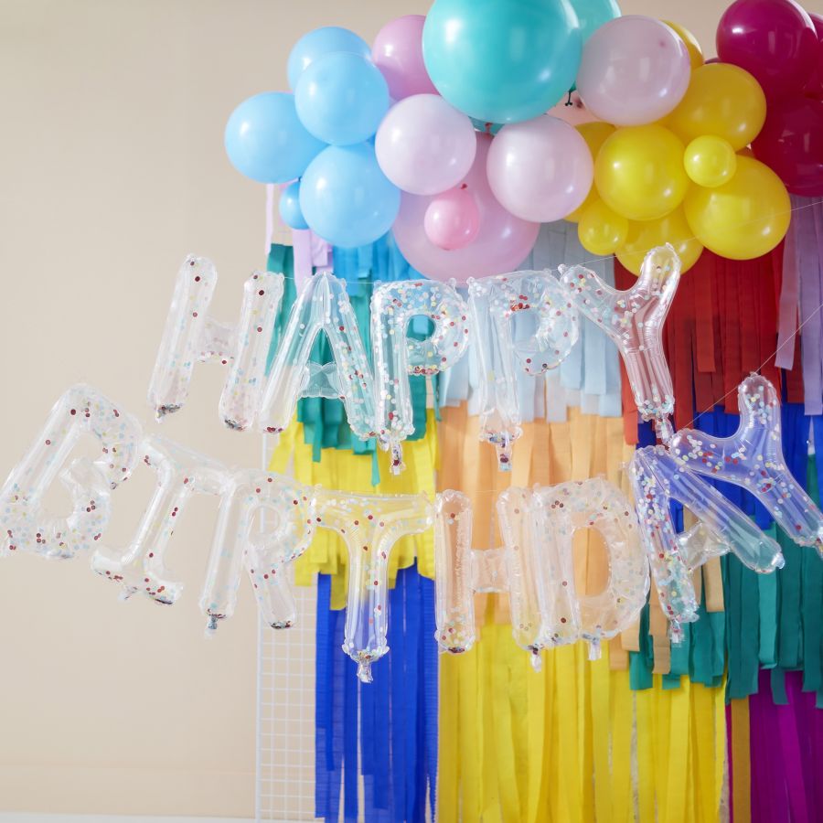 Ghirlanda palloncini Happy Birthday Coriandoli - Annikids