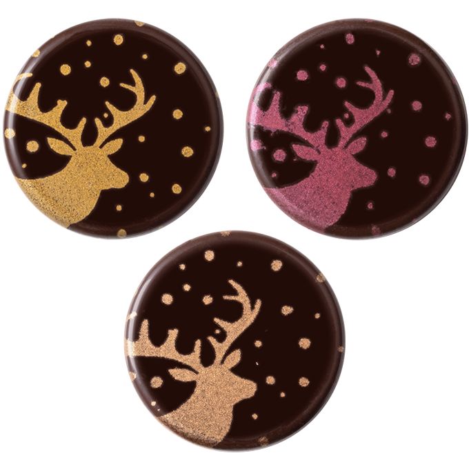5 Mini Dischi Renna (Ø 3 cm) - Cioccolato Fondente