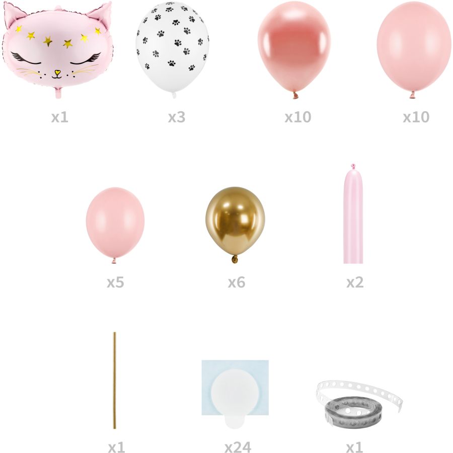 Kit arco di palloncini con gatto rosa per il compleanno del tuo bambino -  Annikids