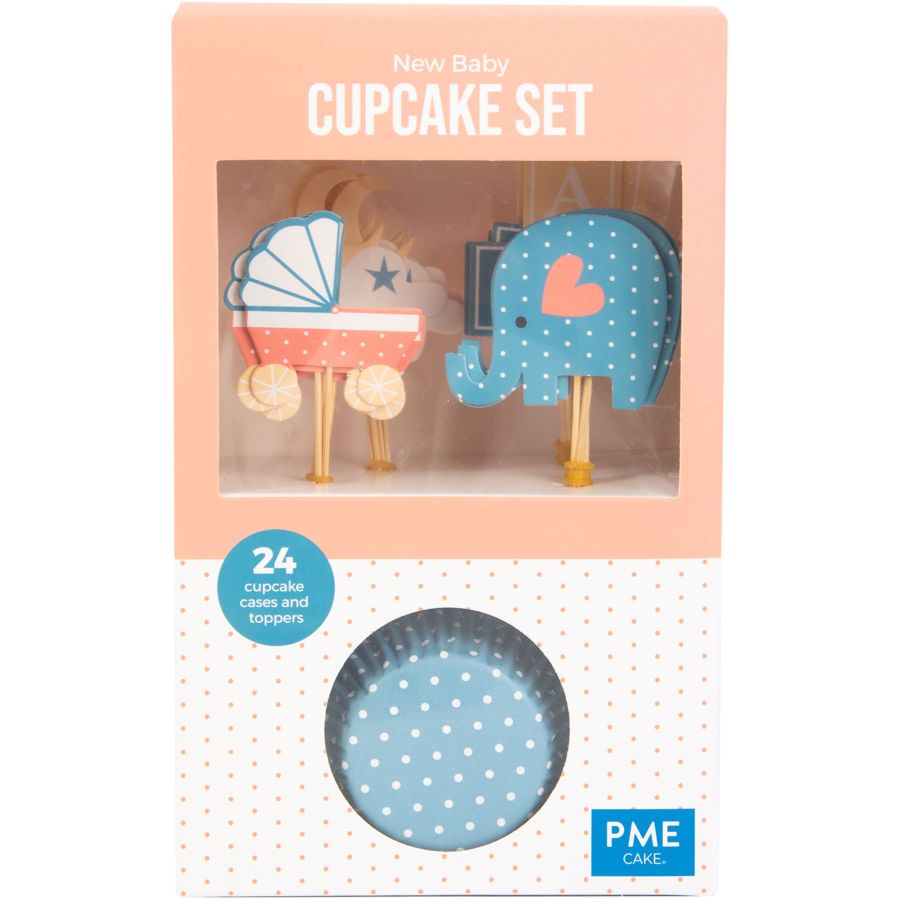 Kit di 24 contenitori e decorazioni per cupcake - Baby per il compleanno  del tuo bambino - Annikids