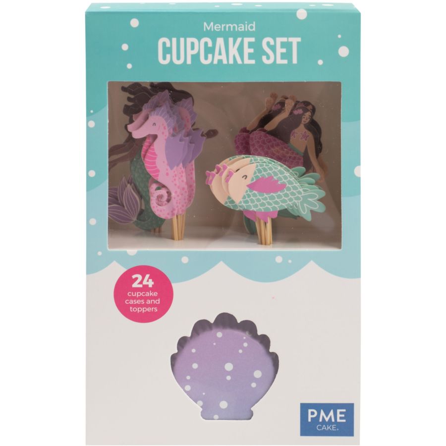 Set di 24 contenitori e decorazioni per cupcakes - Sirena per il compleanno  del tuo bambino - Annikids