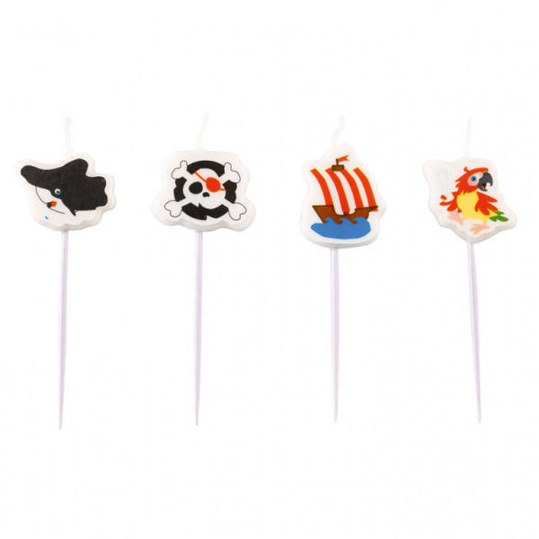 4 Piccole candele pirata e amici (7 cm)