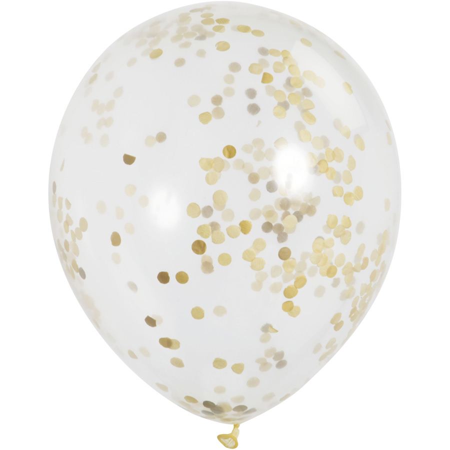 6 Palloncini trasparenti e coriandoli oro per il compleanno del tuo bambino  - Annikids