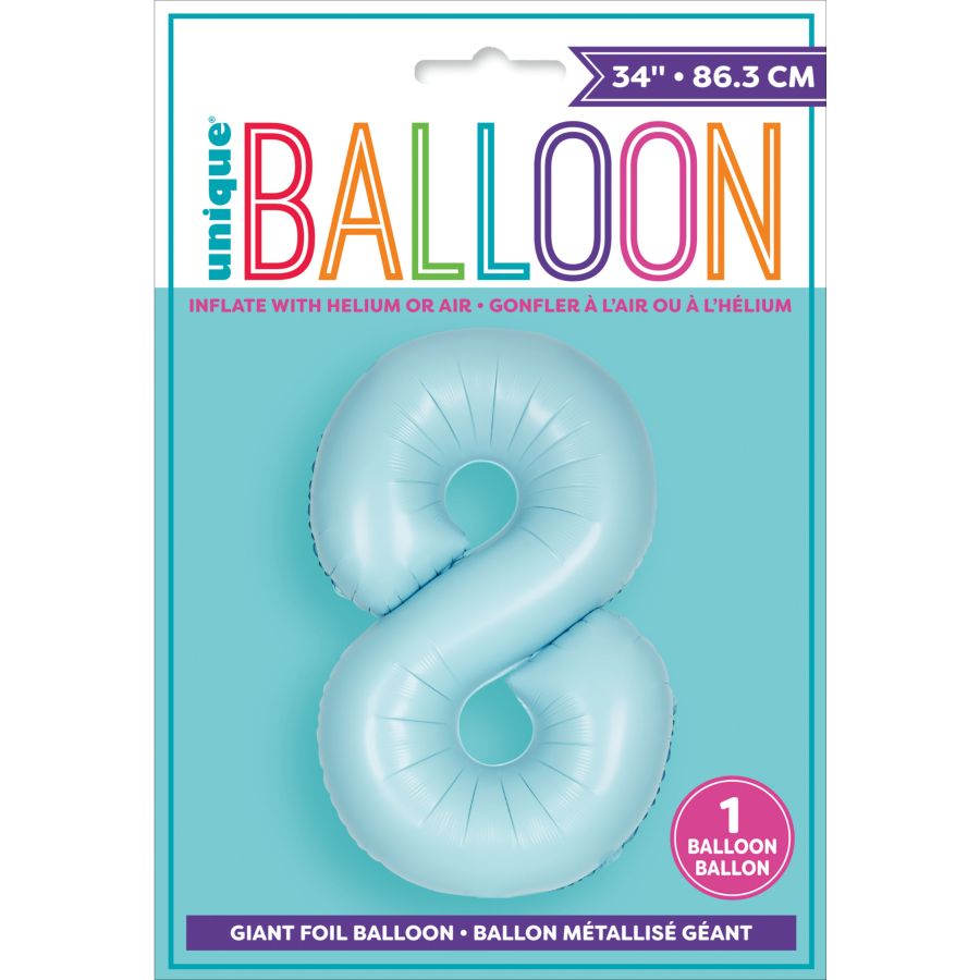 Palloncino gigante blu opaco - Numero 8 per il compleanno del tuo