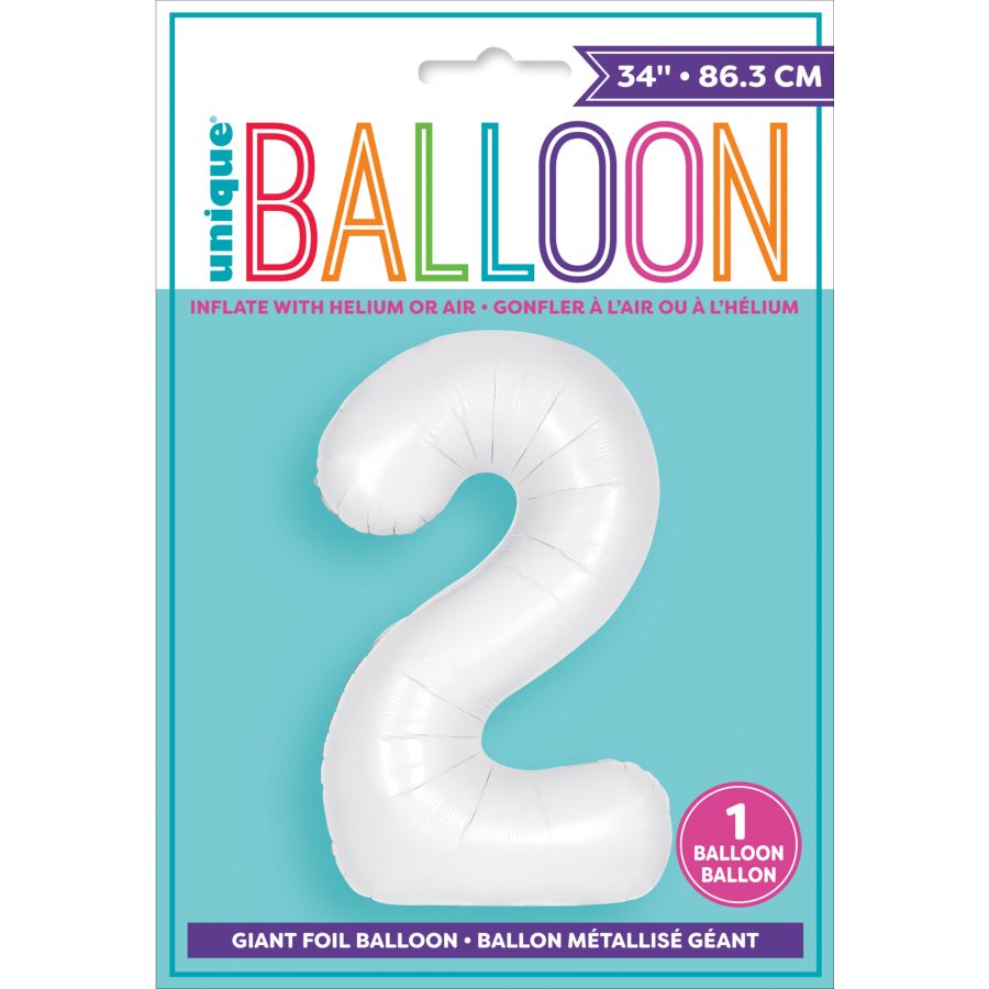 Palloncino gigante bianco opaco - Numero 2 per il compleanno del tuo  bambino - Annikids