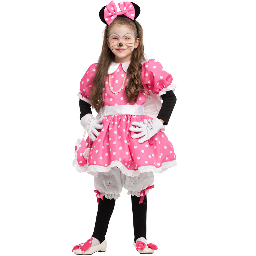Costume Da Topo Per Bambina: Gonna Tutù Rossa A Pois, Fascia Con Orecchie, Guanti E Naso – Ideale Carnevale E Halloween