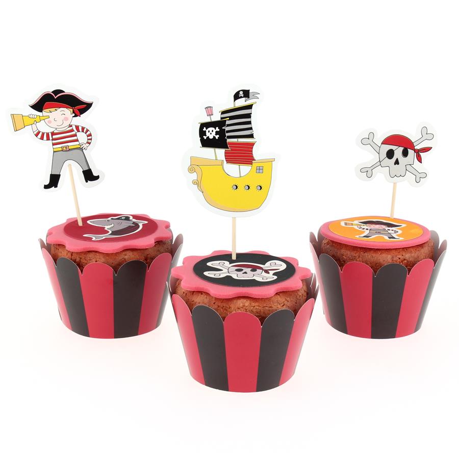 Decora Cupcakes, médiators et caissettes Pirates kit, Multicolore