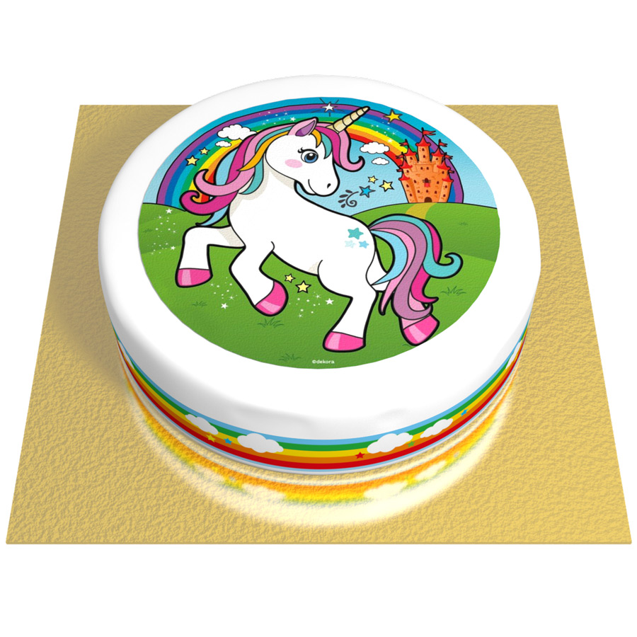 Torta Bomboniera Unicorno Con Tag In Legno E Centrale – 20 Fette Per Battesimo E Nascita Bimba + Confetti - 2