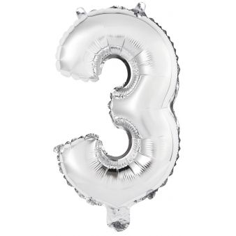 Palloncino Numero 3 Argento (33 cm) per il compleanno del tuo bambino -  Annikids