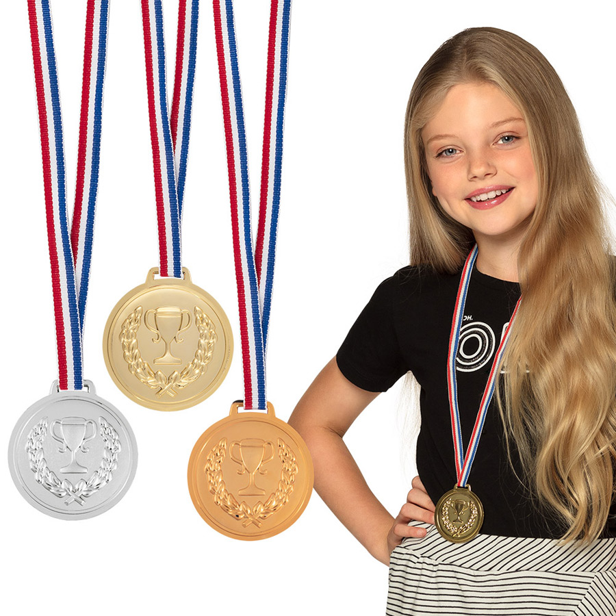 3 Medaglie per Bambini Lettera Concorrenza Competizioni Color Argento e Oro per Feste di Compleanno per Bambini per sport Feste 