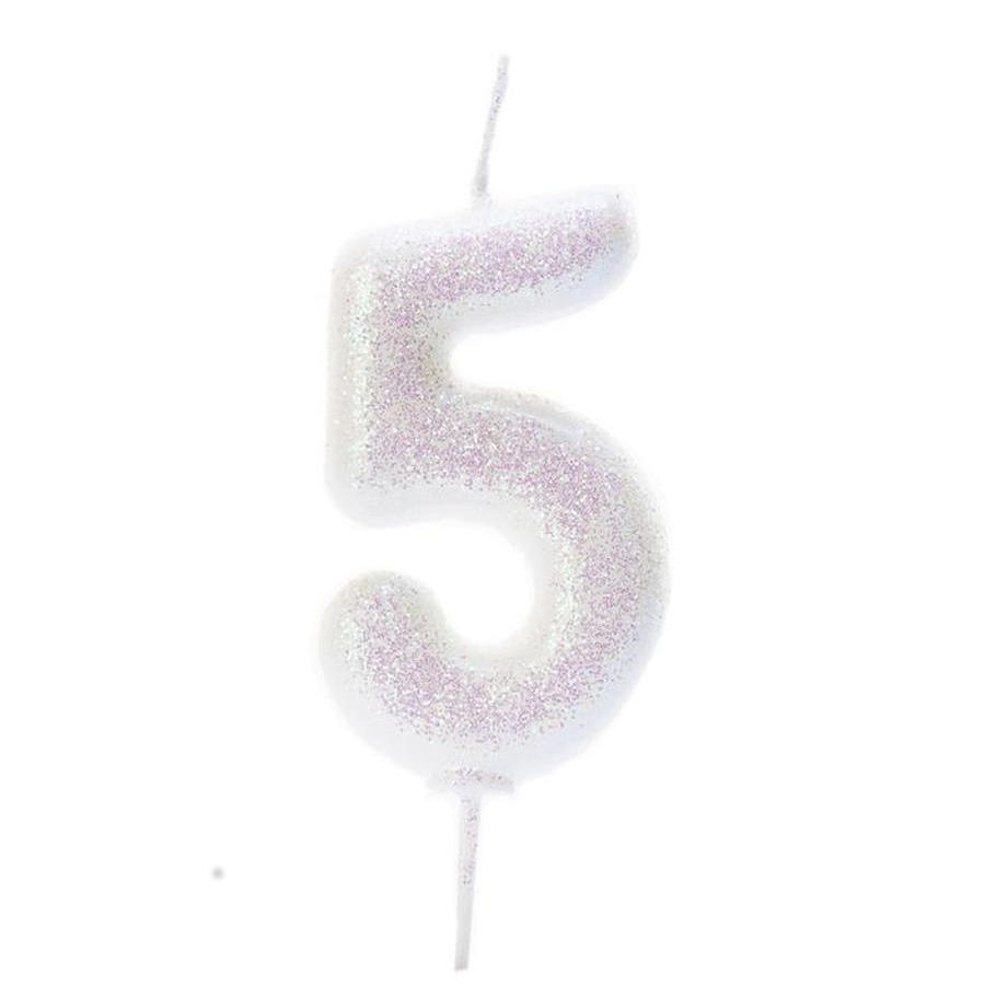 Candelina Iridescentee Numero 5 (7 cm) per il compleanno del tuo bambino -  Annikids