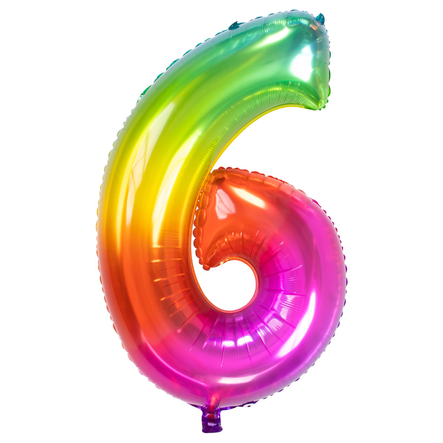 Palloncino Gigante Numero 6 (sei) - Rainbow