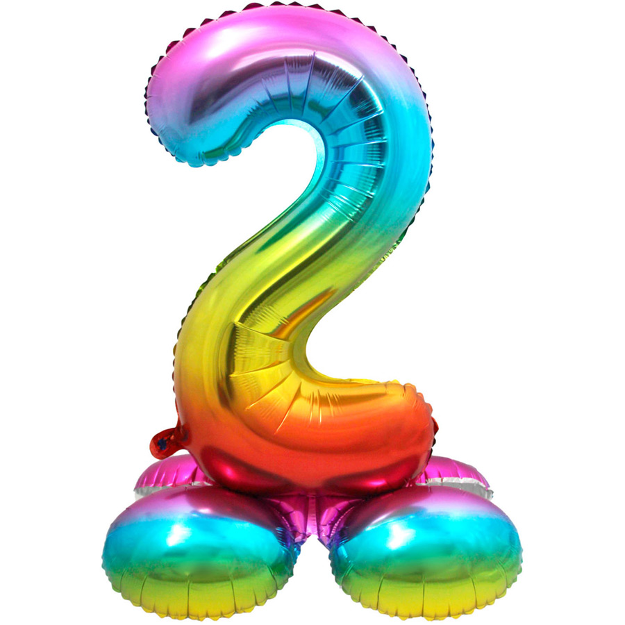 Palloncino gigante Rainbow Numero 2 con base (81 cm) per il compleanno del  tuo bambino - Annikids