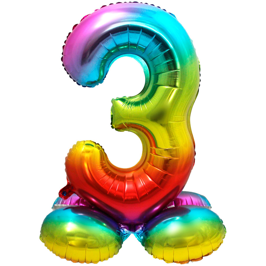 Palloncino Gigante Numero 3 (tre) - Rainbow