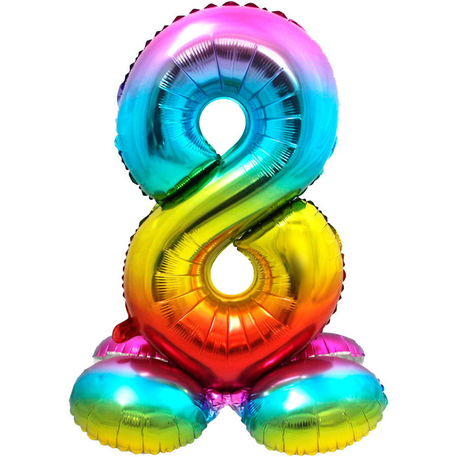 Palloncino gigante Rainbow Numero 8 con base (81 cm) per il compleanno del  tuo bambino - Annikids