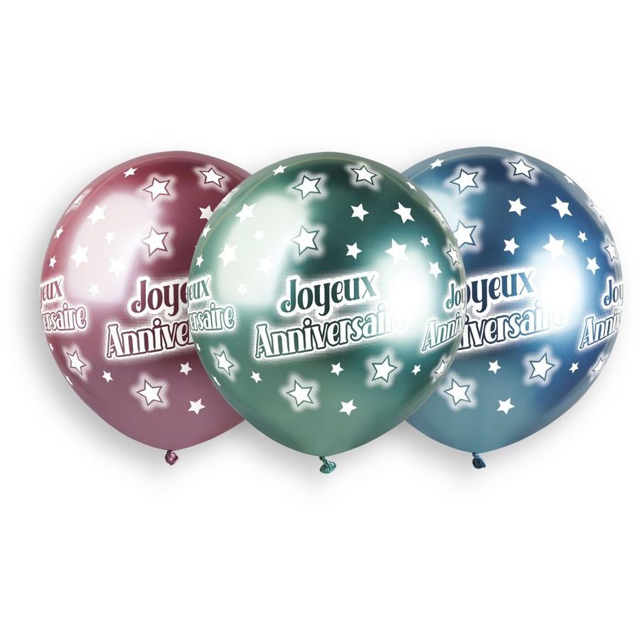 3 palloncini Buon compleanno cromati Ø48cm per il compleanno del tuo  bambino - Annikids