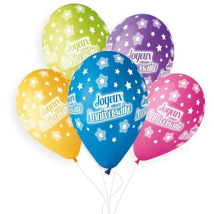 5 palloncini Buon compleanno Ø33cm per il compleanno del tuo bambino -  Annikids