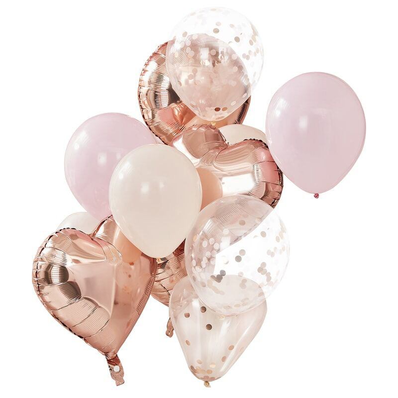 Kit 12 Palloncini rosa e oro rosa per il compleanno del tuo bambino -  Annikids