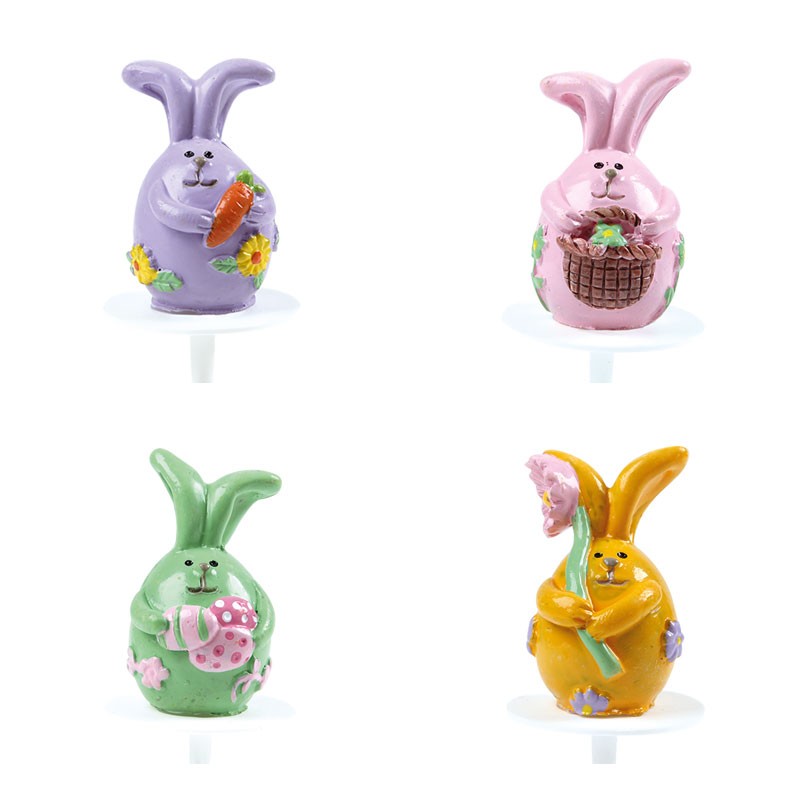 4 Stecchini con coniglietti pasquali colori pastello - Plastica per il  compleanno del tuo bambino - Annikids