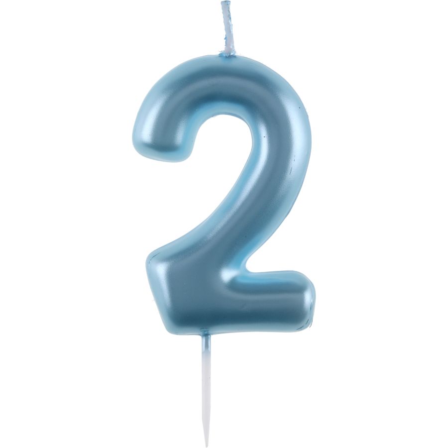 Candela di compleanno con numero azzurro, 9,5 cm