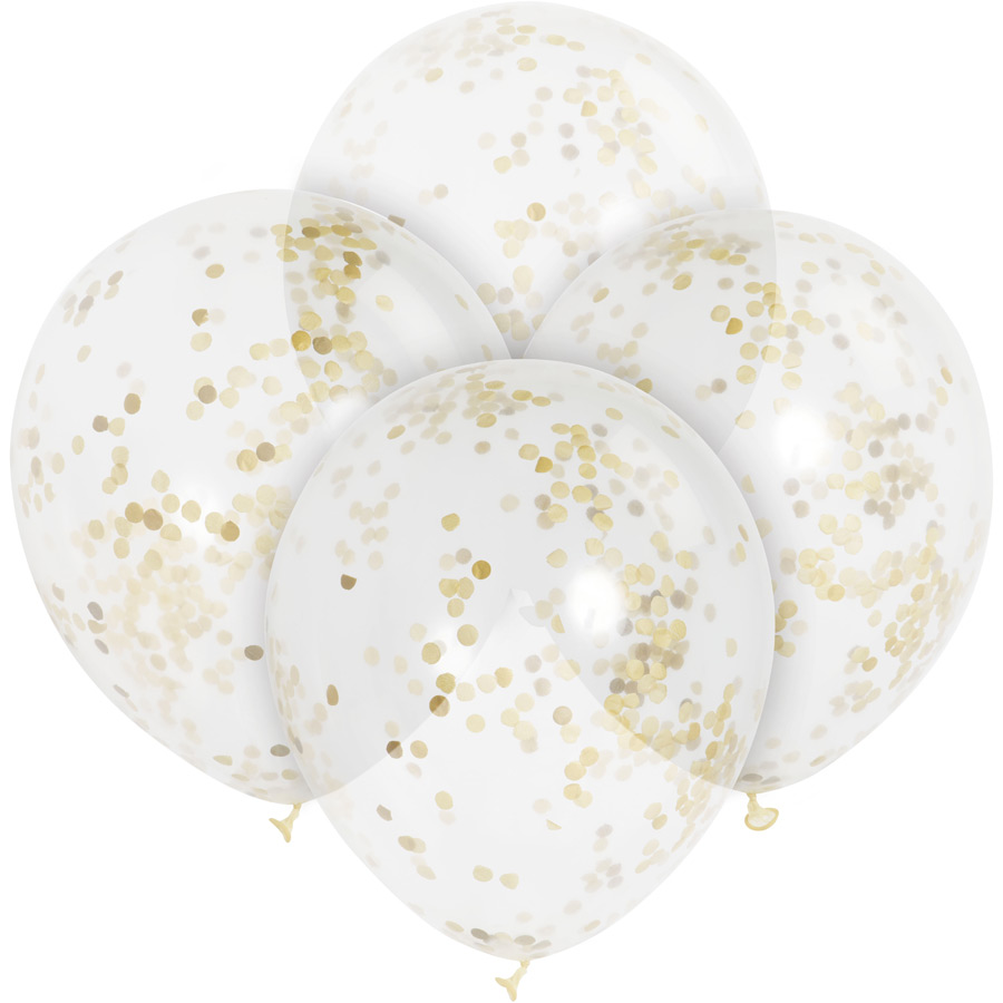 6 Palloncini trasparenti e coriandoli oro per il compleanno del tuo bambino  - Annikids