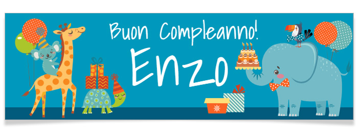 Striscione Buon Compleanno Animali Della Giungla – Decorazione In Cartone, Con Cordino, Per Feste A Tema
