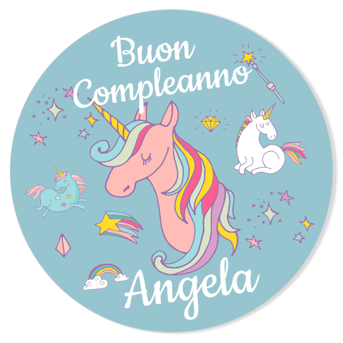 Fotocroc rotonda da personalizzare - Unicorno arcobaleno per il compleanno  del tuo bambino - Annikids