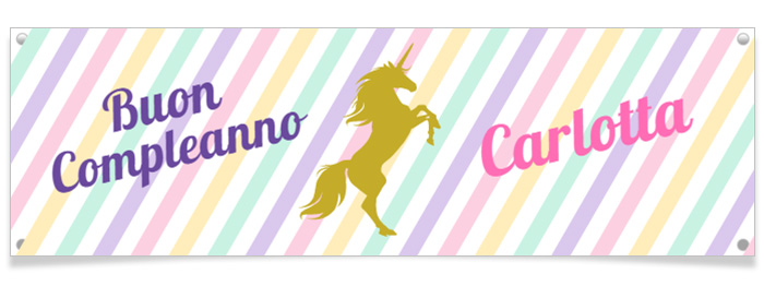 Striscione personalizzato - Unicorno oro per il compleanno del tuo bambino  - Annikids