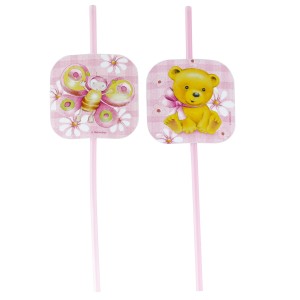 8 Cannucce Primo Compleanno Rosa