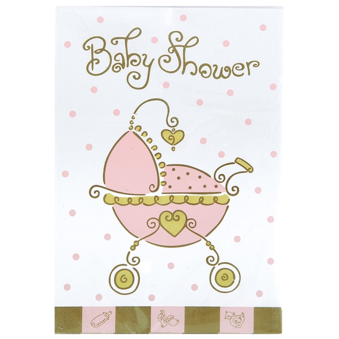 8 Inviti Baby Shower Rosa 