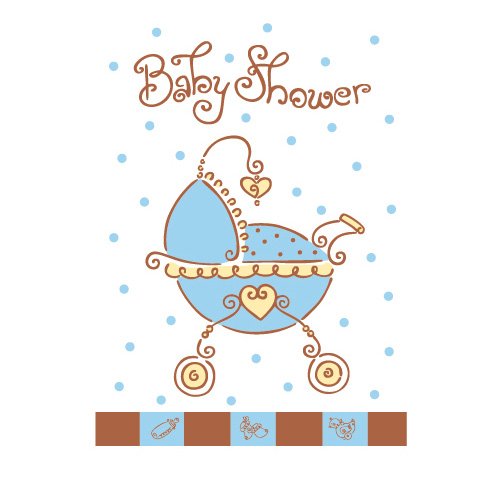 8 Inviti Baby Shower Blu 