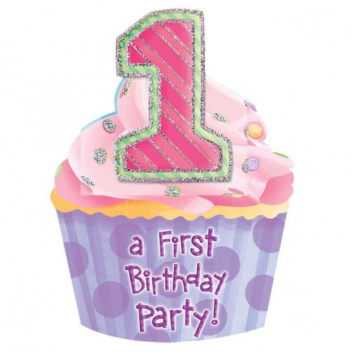 8 inviti First Birthday Rosa 