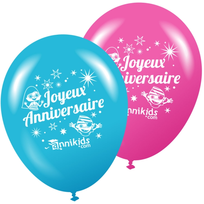 8 Palloncini Annikids Buon Compleanno Rosa-Blu 