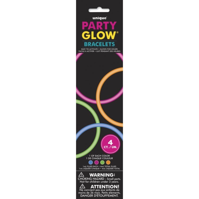 Assortimento di 4 braccialetti Luminosi 
