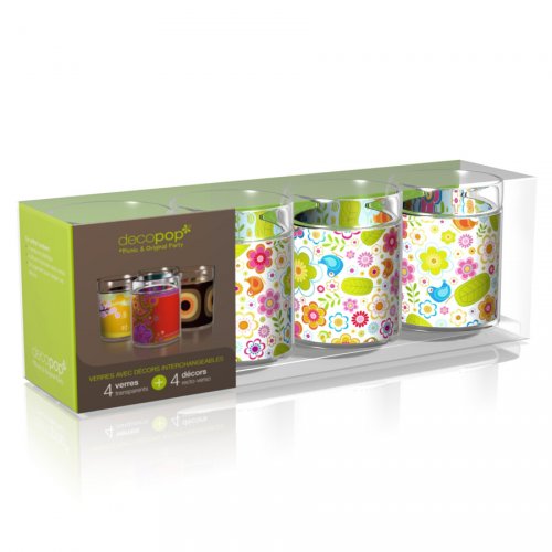 Confezione 4 bicchieri Decopop Uccelli del paradiso 