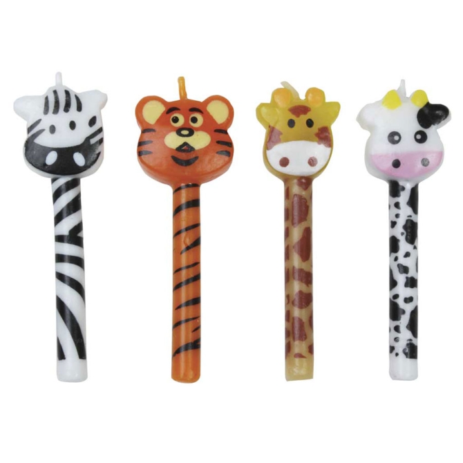 4 piccole candele Animali (6 cm) 