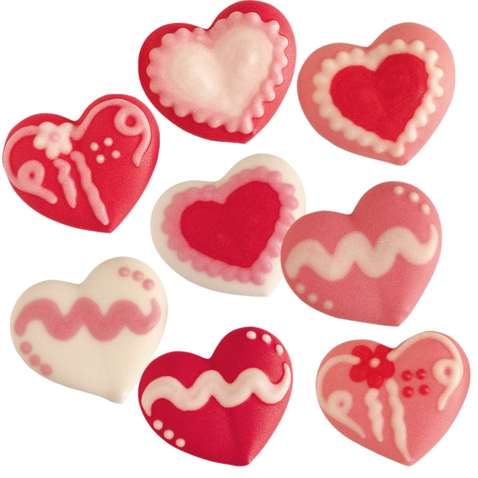 8 piccoli cuori di zucchero 