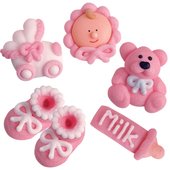 5 figurine di zucchero neonate - Bambina 