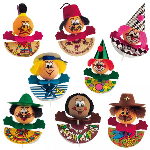4 figurine Carnevale su stuzzicadenti 