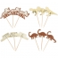 12 Cake Toppers Dinosauri Avorio/marrone/oro