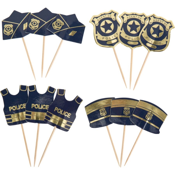 12 Cake Toppers Polizia 