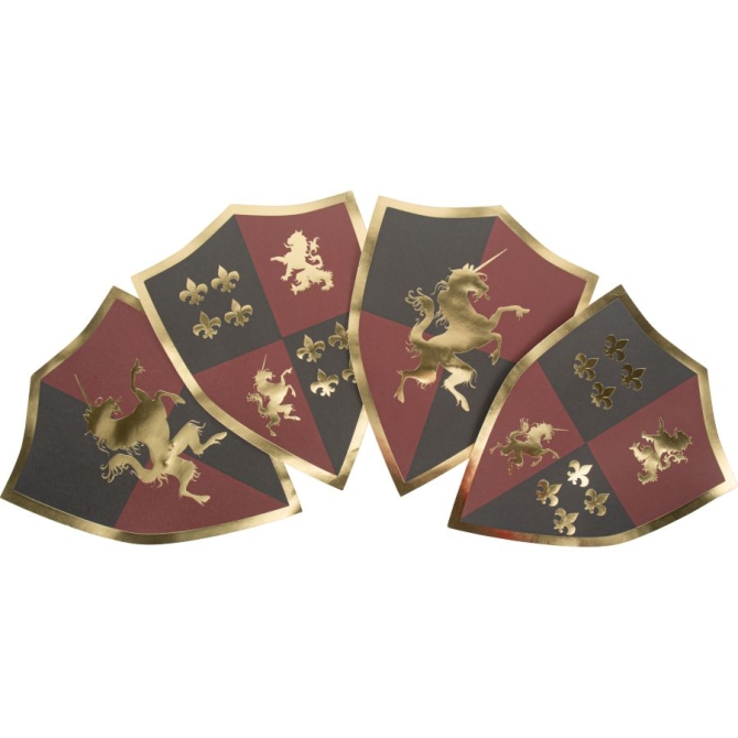 4 Set per tavolo e gioco Scudo Cavaliere Bordeaux 